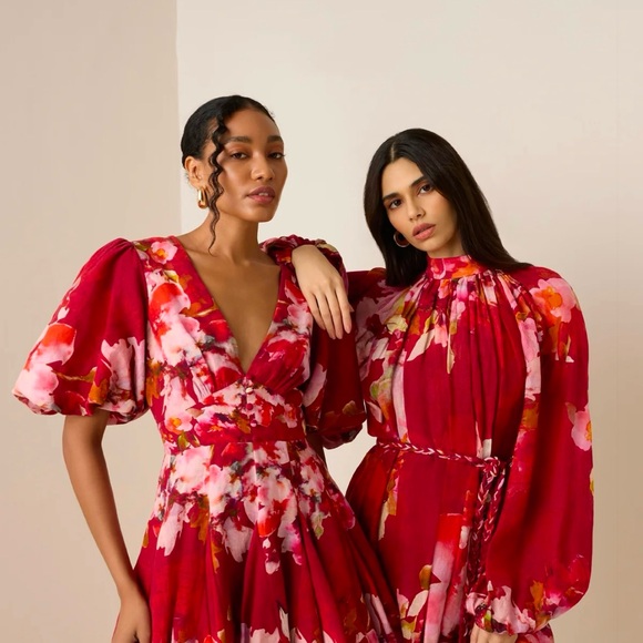 🔥 NWT Hemant & Nandita Tuhi Skater Dress – Luxury Resort 2025 Couture, Tropical - Picture 3 of 7